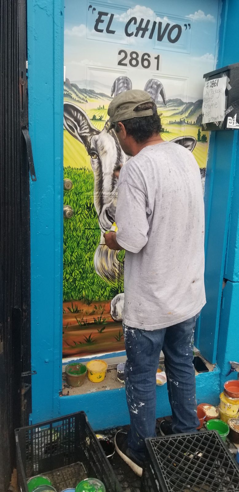 “El Chivo” mural outside